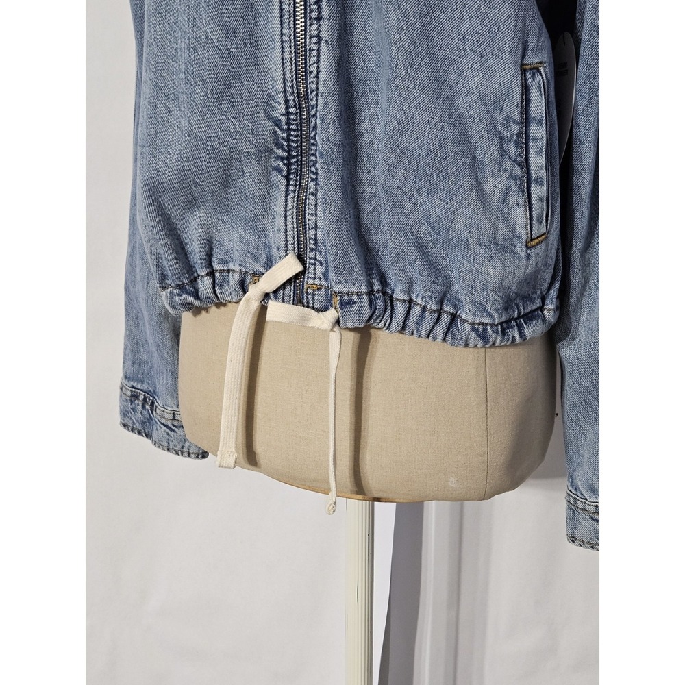 Scoop Women's Denim Bomber Jacket w/Drawstring Waist XS (0-2) - Picture 4 of 10
